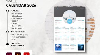 دانلود تقویم لایه باز دیواری میلادی 2026 Wall Calendar