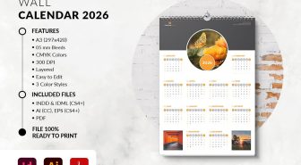 دانلود تقویم لایه باز دیواری میلادی 2026 Wall Calendar