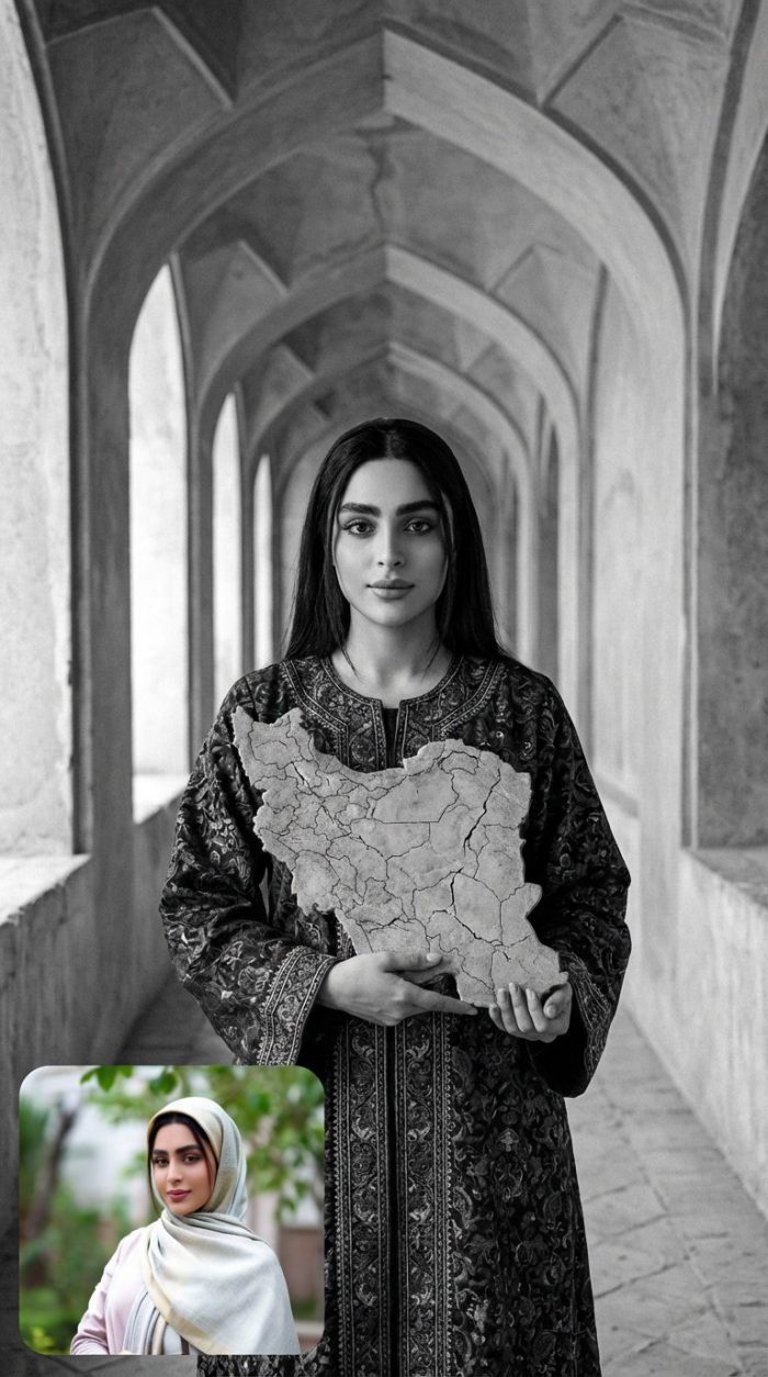 پرامپت های عکس در آغوش گرفتن ایران ( سیاه و سفید )