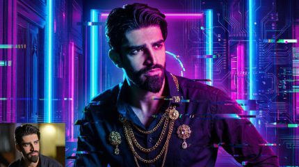 دانلود پرامپت تبدیل سلفی به یک پرتره سینمایی لوکس