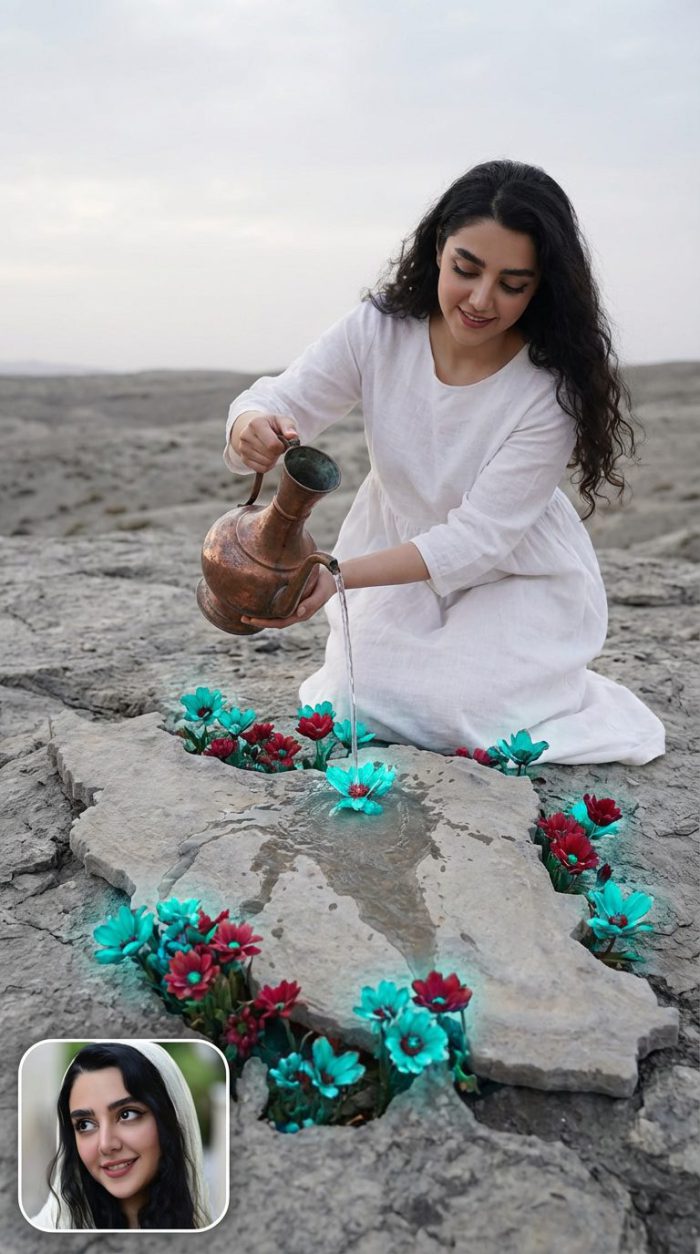 پرامپت عکس در آغوش گرفتن ایران ( ایران زخمی وطنم )